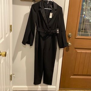 Express Women's Blazer Jumpsuit V-Neck Long Sleeve Collar Ankle Slim Leg NWT